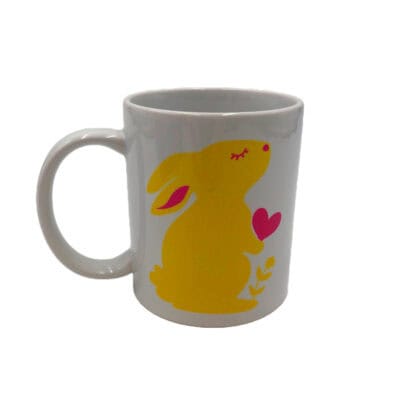Easter Bunny Mug with hearts personalized.