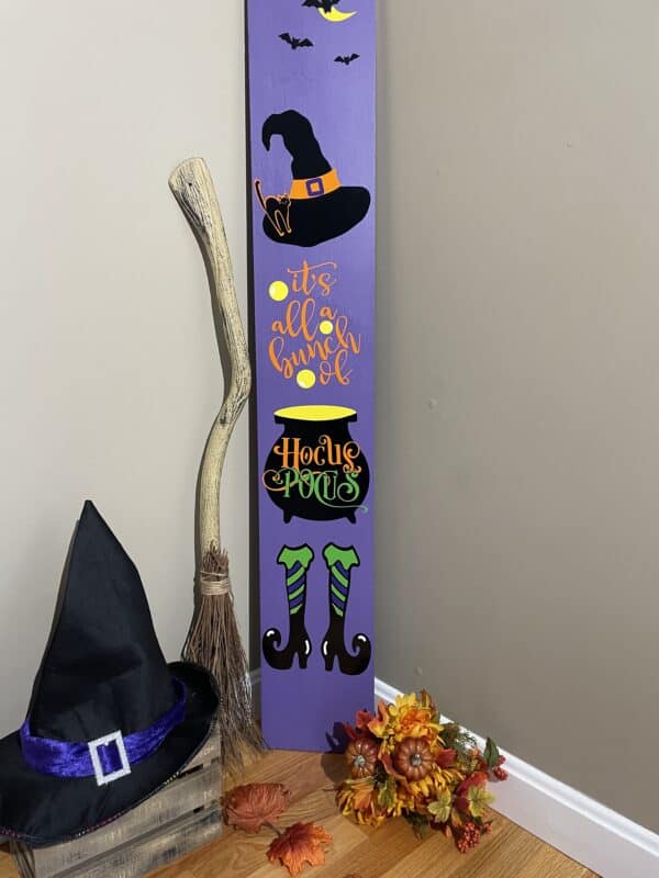 It's all a bunch of Hocus Pocus porch sign. Purple Halloween Sign.