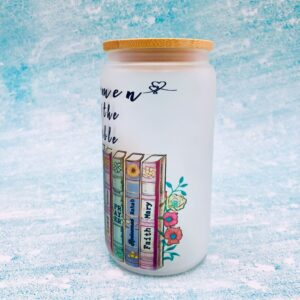 Women of the Bible glass tumbler for Bible study. Christian gift for her.