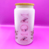 Mom Tumbler, Pink, Floral Design, Bamboo Lid, Glass Straw. Ready to be gifted.