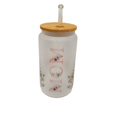 Mother's Day tumbler with bamboo lid and straw. Gift for Mom.