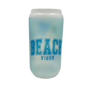 Blue beach tumbler to give a friend. Comes with straw and bamboo lid.